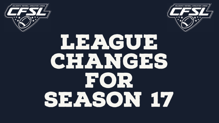 League Changes for Season 17